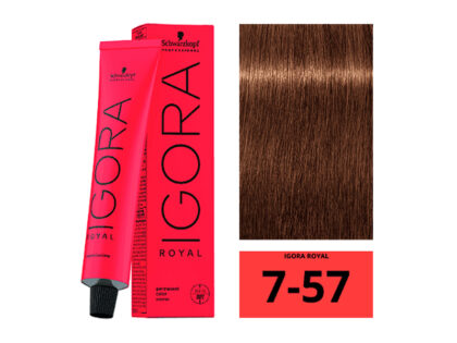SCHWARZKOPF IGORA ROYAL 7-57 Blond Moyen Doré Cuivré 60ml