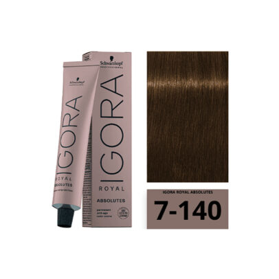 SCHWARZKOPF IGORA ROYAL Absolutes 7-140 Blond Moyen Cendré Beige Naturel 60ml
