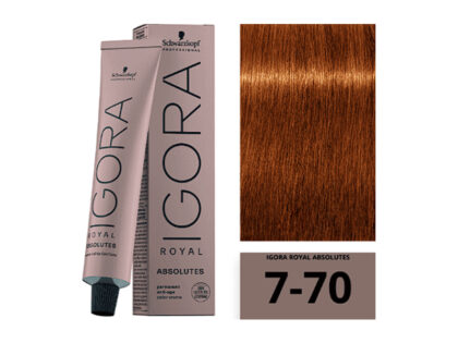 SCHWARZKOPF IGORA ROYAL Absolutes 7-70 Blond Moyen Cuivré Naturel 60ml