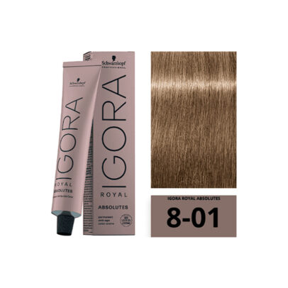 SCHWARZKOPF  IGORA ROYAL Absolutes 8-01 Blond Clair Naturel Cendré 60ml